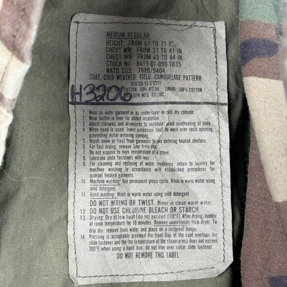 Vintage US Air Force Patches Cold Weather Coat Men Medium Field Green Jacket M65 - Picture 7 of 8